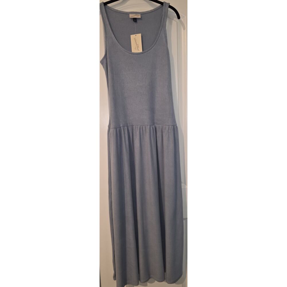 NWT S Ribbed Tank Maxi Dress Blue Soft Corduroy Feel MSRP $28